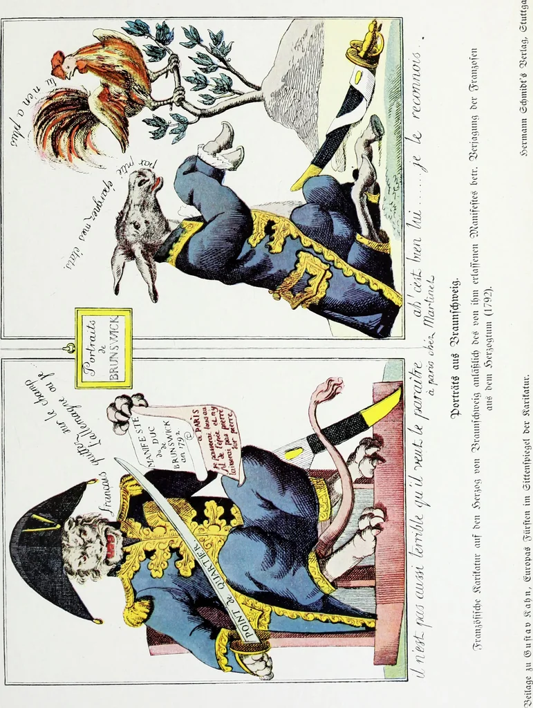 An illustration from Europas Fürsten im Sittenspiegel der Karikatur, mit 468 Textillustrationen und 72 farbigen Kunstblättern nach seltenen und amüsanten Karikaturen, aus allen Ländern und Zeitepochen, 1908, leaf 175