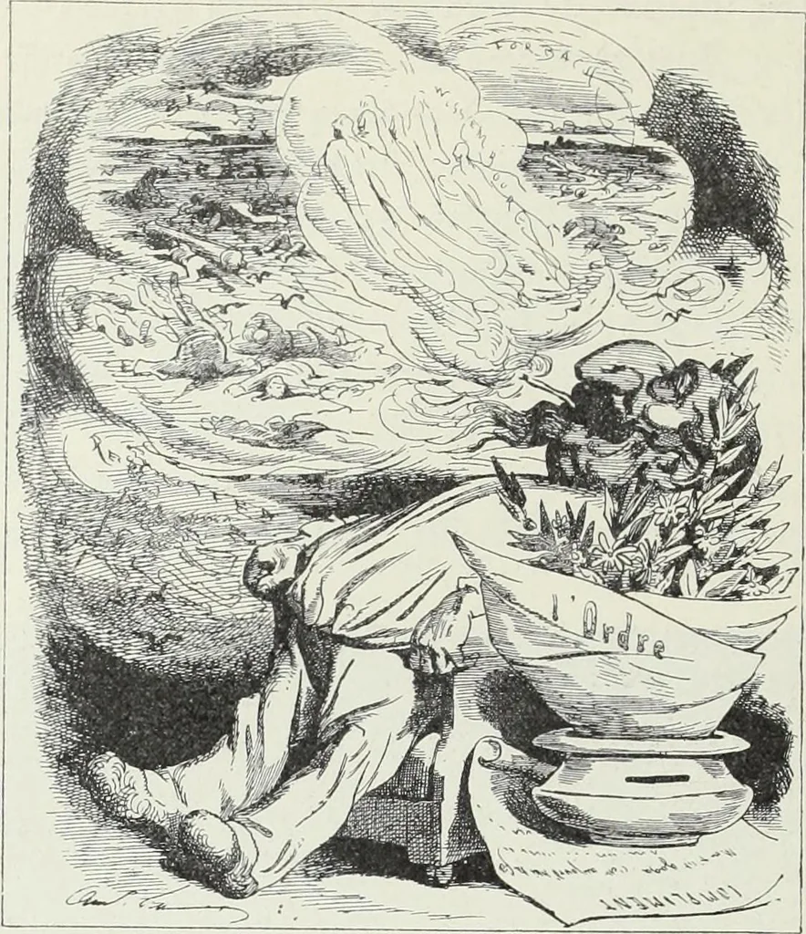 An illustration from Europas Fürsten im Sittenspiegel der Karikatur, mit 468 Textillustrationen und 72 farbigen Kunstblättern nach seltenen und amüsanten Karikaturen, aus allen Ländern und Zeitepochen, 1908, leaf 180