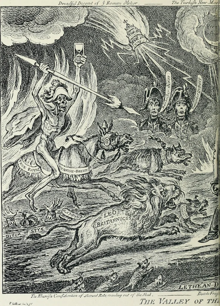 An illustration from Europas Fürsten im Sittenspiegel der Karikatur, mit 468 Textillustrationen und 72 farbigen Kunstblättern nach seltenen und amüsanten Karikaturen, aus allen Ländern und Zeitepochen, 1908, leaf 182