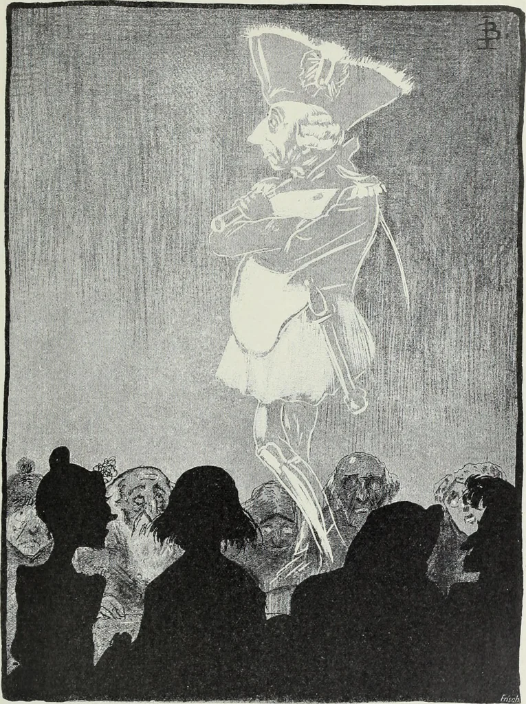 An illustration from Europas Fürsten im Sittenspiegel der Karikatur, mit 468 Textillustrationen und 72 farbigen Kunstblättern nach seltenen und amüsanten Karikaturen, aus allen Ländern und Zeitepochen, 1908, leaf 189