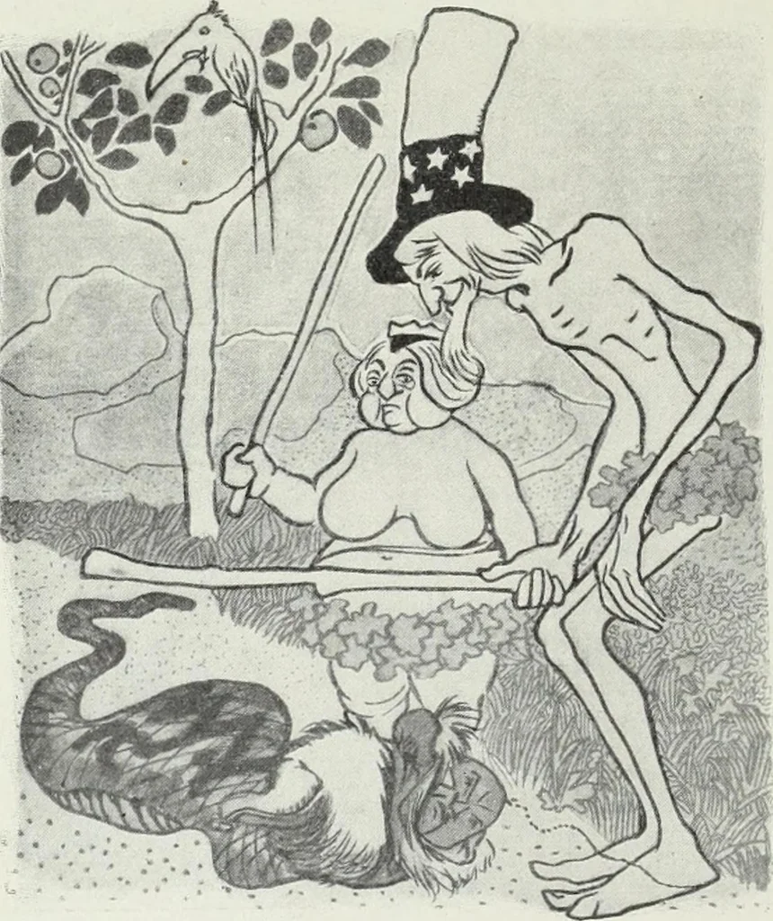 An illustration from Europas Fürsten im Sittenspiegel der Karikatur, mit 468 Textillustrationen und 72 farbigen Kunstblättern nach seltenen und amüsanten Karikaturen, aus allen Ländern und Zeitepochen, 1908, leaf 190