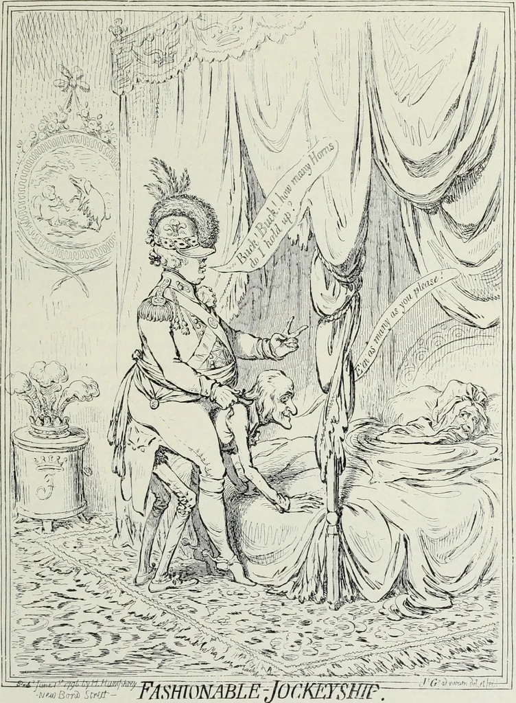An illustration from Europas Fürsten im Sittenspiegel der Karikatur, mit 468 Textillustrationen und 72 farbigen Kunstblättern nach seltenen und amüsanten Karikaturen, aus allen Ländern und Zeitepochen, 1908, leaf 199