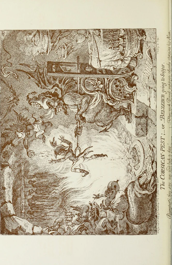 An illustration from Europas Fürsten im Sittenspiegel der Karikatur, mit 468 Textillustrationen und 72 farbigen Kunstblättern nach seltenen und amüsanten Karikaturen, aus allen Ländern und Zeitepochen, 1908, leaf 20