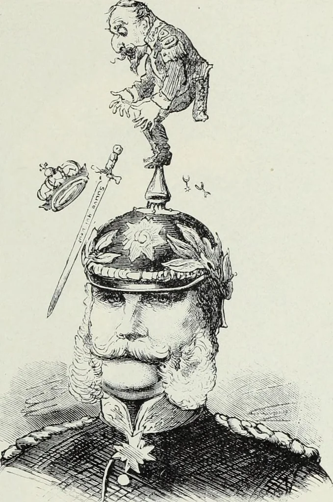 An illustration from Europas Fürsten im Sittenspiegel der Karikatur, mit 468 Textillustrationen und 72 farbigen Kunstblättern nach seltenen und amüsanten Karikaturen, aus allen Ländern und Zeitepochen, 1908, leaf 215