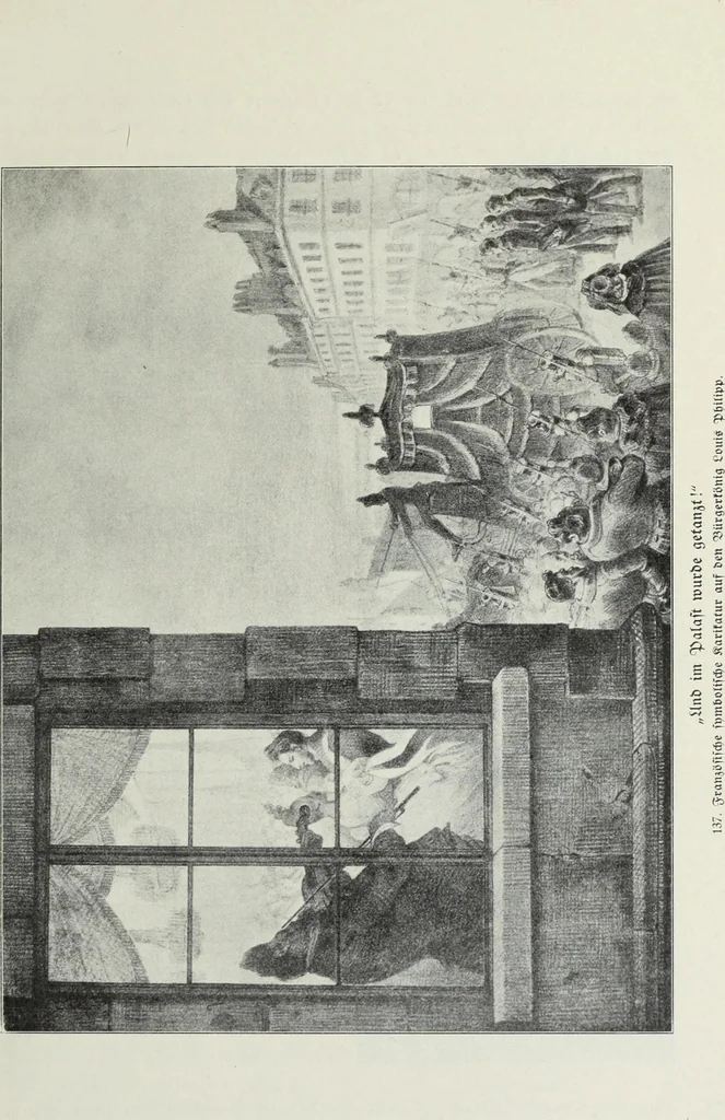 An illustration from Europas Fürsten im Sittenspiegel der Karikatur, mit 468 Textillustrationen und 72 farbigen Kunstblättern nach seltenen und amüsanten Karikaturen, aus allen Ländern und Zeitepochen, 1908, leaf 219