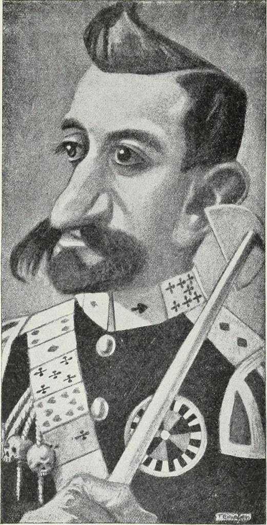 An illustration from Europas Fürsten im Sittenspiegel der Karikatur, mit 468 Textillustrationen und 72 farbigen Kunstblättern nach seltenen und amüsanten Karikaturen, aus allen Ländern und Zeitepochen, 1908, leaf 220