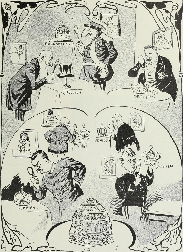 An illustration from Europas Fürsten im Sittenspiegel der Karikatur, mit 468 Textillustrationen und 72 farbigen Kunstblättern nach seltenen und amüsanten Karikaturen, aus allen Ländern und Zeitepochen, 1908, leaf 223