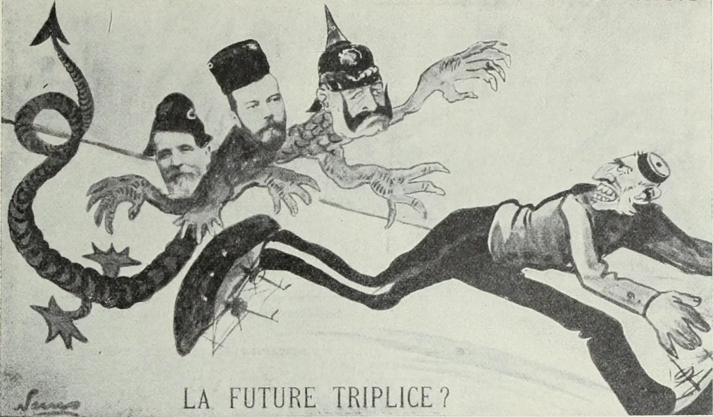 An illustration from Europas Fürsten im Sittenspiegel der Karikatur, mit 468 Textillustrationen und 72 farbigen Kunstblättern nach seltenen und amüsanten Karikaturen, aus allen Ländern und Zeitepochen, 1908, leaf 225