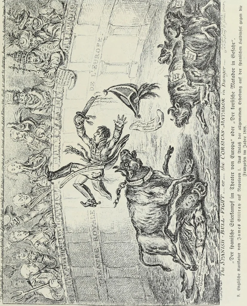 An illustration from Europas Fürsten im Sittenspiegel der Karikatur, mit 468 Textillustrationen und 72 farbigen Kunstblättern nach seltenen und amüsanten Karikaturen, aus allen Ländern und Zeitepochen, 1908, leaf 23