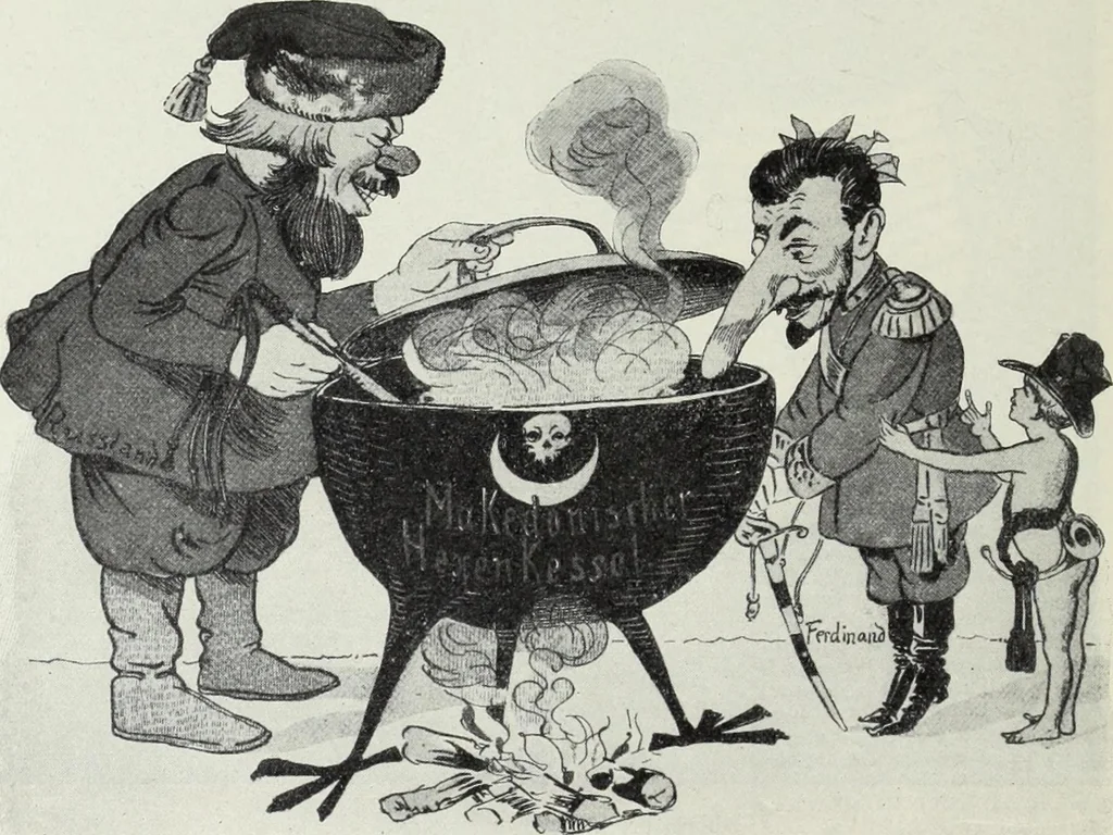 An illustration from Europas Fürsten im Sittenspiegel der Karikatur, mit 468 Textillustrationen und 72 farbigen Kunstblättern nach seltenen und amüsanten Karikaturen, aus allen Ländern und Zeitepochen, 1908, leaf 232