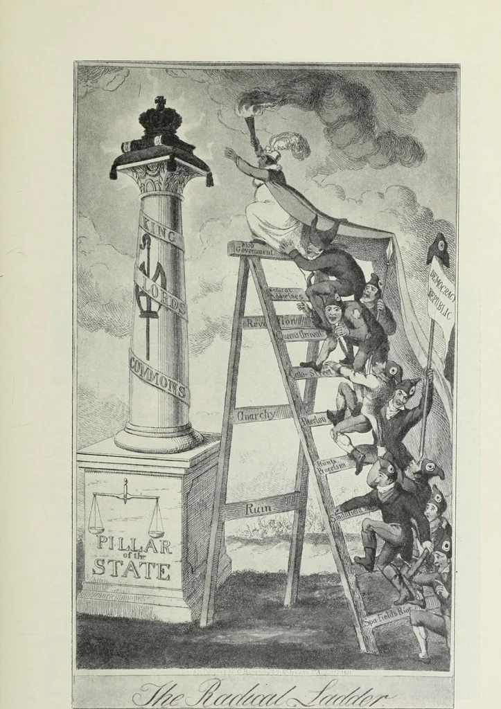 An illustration from Europas Fürsten im Sittenspiegel der Karikatur, mit 468 Textillustrationen und 72 farbigen Kunstblättern nach seltenen und amüsanten Karikaturen, aus allen Ländern und Zeitepochen, 1908, leaf 257