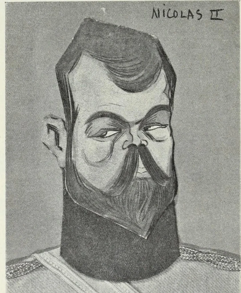 An illustration from Europas Fürsten im Sittenspiegel der Karikatur, mit 468 Textillustrationen und 72 farbigen Kunstblättern nach seltenen und amüsanten Karikaturen, aus allen Ländern und Zeitepochen, 1908, leaf 258