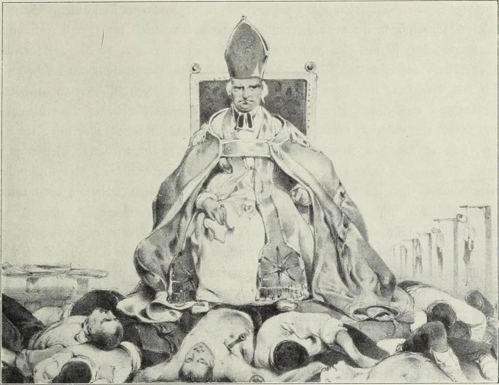 An illustration from Europas Fürsten im Sittenspiegel der Karikatur, mit 468 Textillustrationen und 72 farbigen Kunstblättern nach seltenen und amüsanten Karikaturen, aus allen Ländern und Zeitepochen, 1908, leaf 259