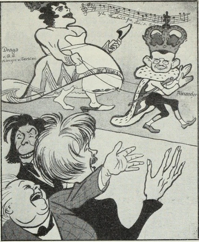 An illustration from Europas Fürsten im Sittenspiegel der Karikatur, mit 468 Textillustrationen und 72 farbigen Kunstblättern nach seltenen und amüsanten Karikaturen, aus allen Ländern und Zeitepochen, 1908, leaf 267