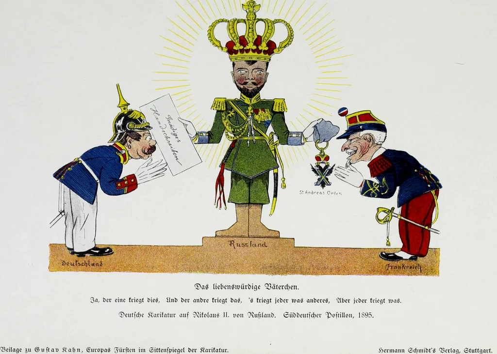 An illustration from Europas Fürsten im Sittenspiegel der Karikatur, mit 468 Textillustrationen und 72 farbigen Kunstblättern nach seltenen und amüsanten Karikaturen, aus allen Ländern und Zeitepochen, 1908, leaf 269