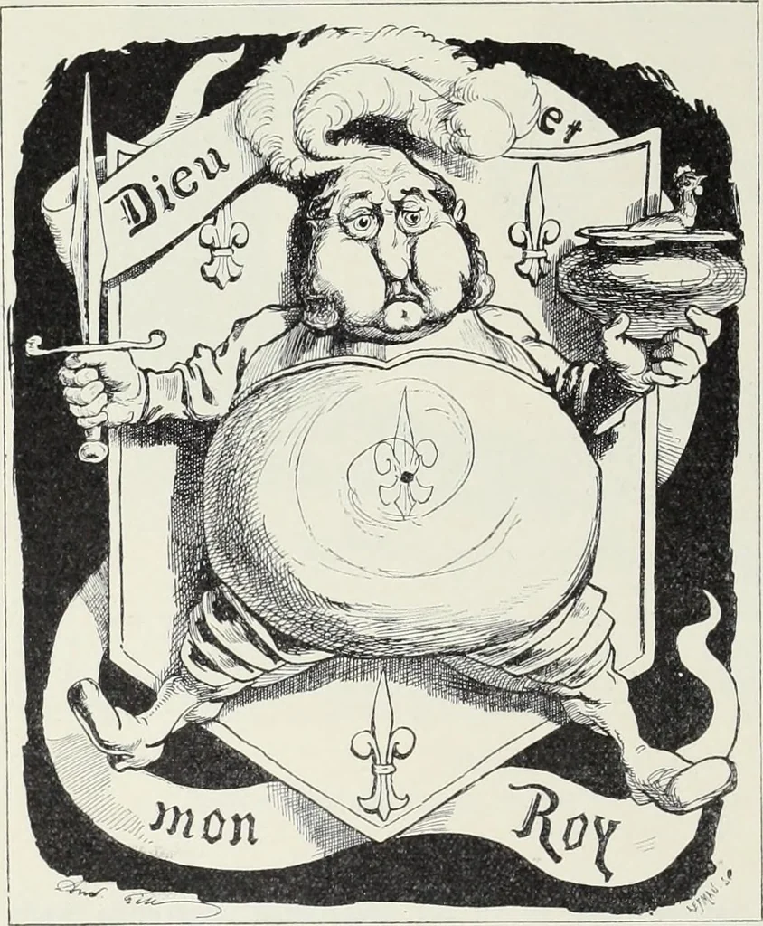 An illustration from Europas Fürsten im Sittenspiegel der Karikatur, mit 468 Textillustrationen und 72 farbigen Kunstblättern nach seltenen und amüsanten Karikaturen, aus allen Ländern und Zeitepochen, 1908, leaf 284