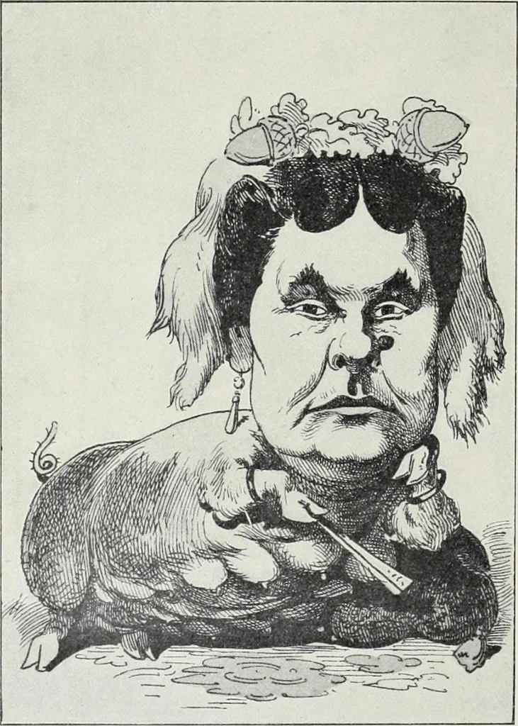 An illustration from Europas Fürsten im Sittenspiegel der Karikatur, mit 468 Textillustrationen und 72 farbigen Kunstblättern nach seltenen und amüsanten Karikaturen, aus allen Ländern und Zeitepochen, 1908, leaf 30