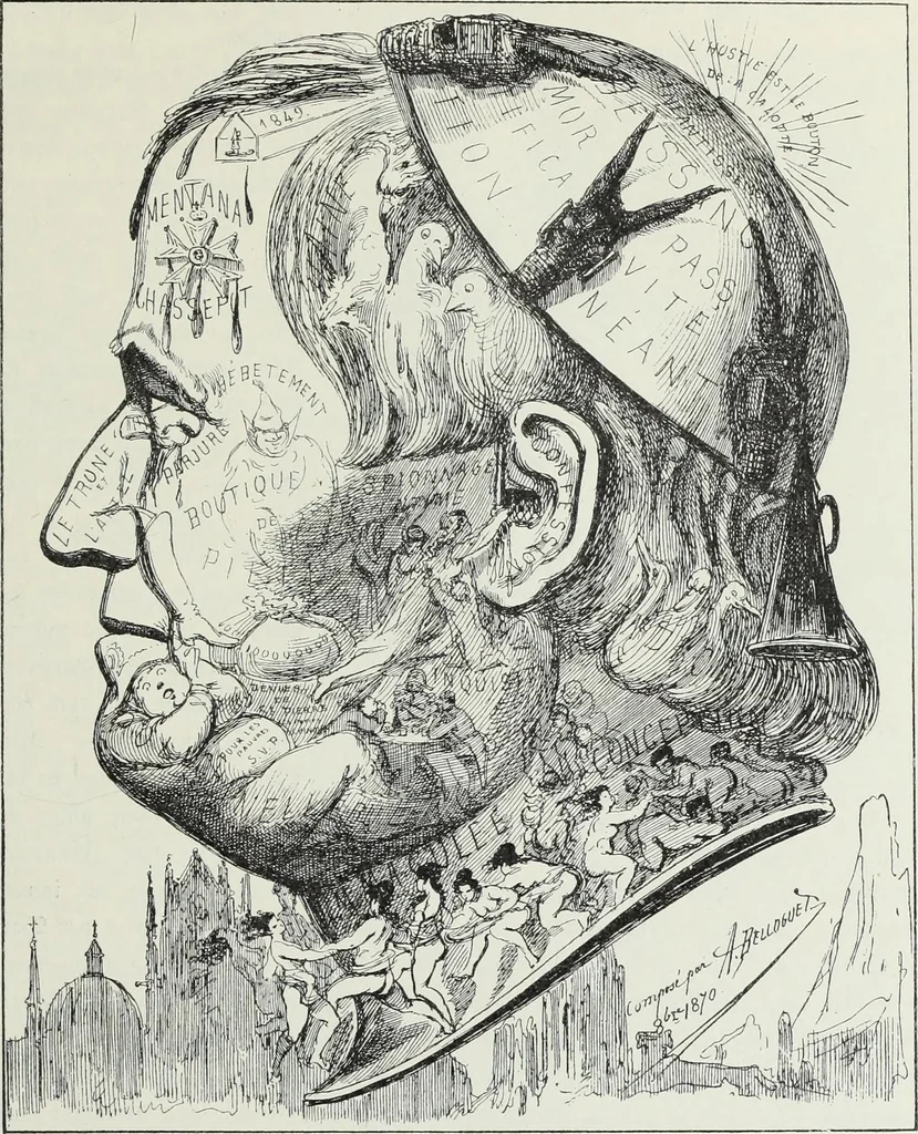 An illustration from Europas Fürsten im Sittenspiegel der Karikatur, mit 468 Textillustrationen und 72 farbigen Kunstblättern nach seltenen und amüsanten Karikaturen, aus allen Ländern und Zeitepochen, 1908, leaf 301
