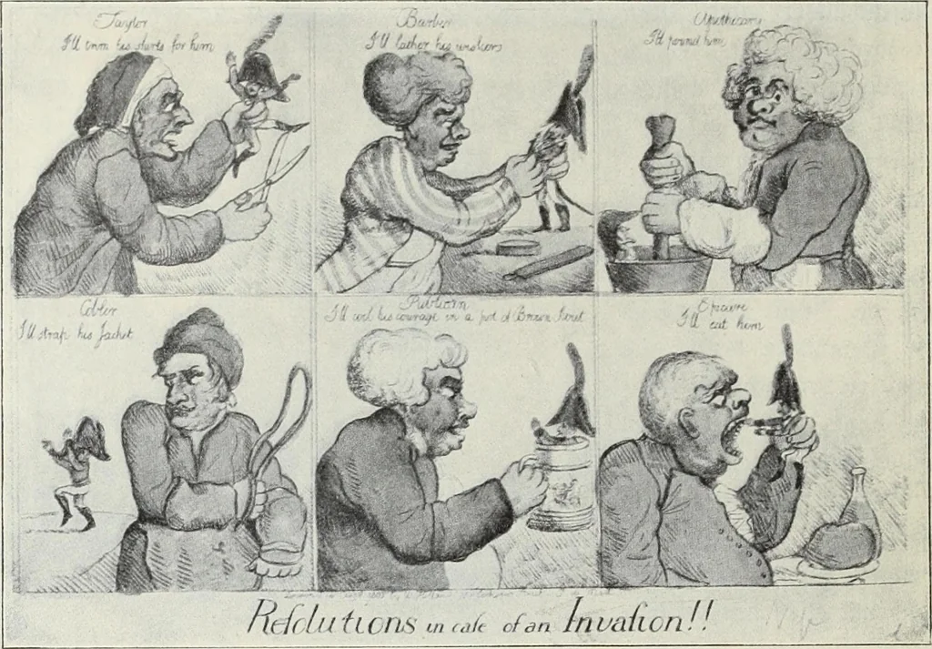 An illustration from Europas Fürsten im Sittenspiegel der Karikatur, mit 468 Textillustrationen und 72 farbigen Kunstblättern nach seltenen und amüsanten Karikaturen, aus allen Ländern und Zeitepochen, 1908, leaf 320
