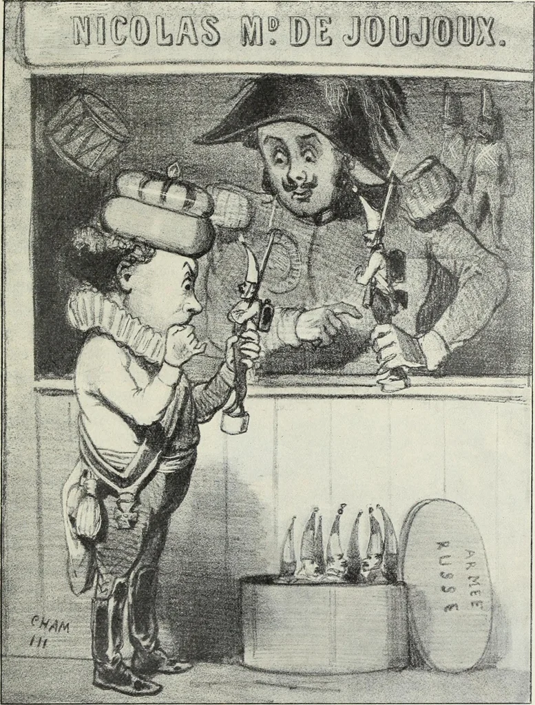 An illustration from Europas Fürsten im Sittenspiegel der Karikatur, mit 468 Textillustrationen und 72 farbigen Kunstblättern nach seltenen und amüsanten Karikaturen, aus allen Ländern und Zeitepochen, 1908, leaf 325