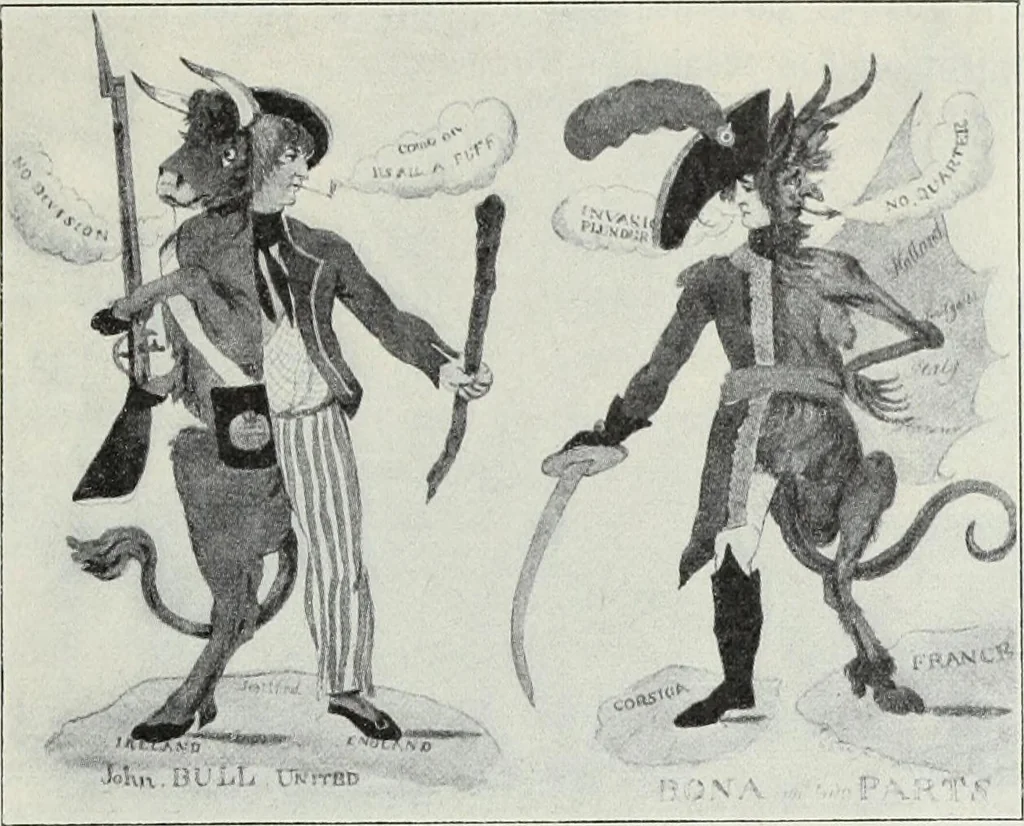 An illustration from Europas Fürsten im Sittenspiegel der Karikatur, mit 468 Textillustrationen und 72 farbigen Kunstblättern nach seltenen und amüsanten Karikaturen, aus allen Ländern und Zeitepochen, 1908, leaf 327