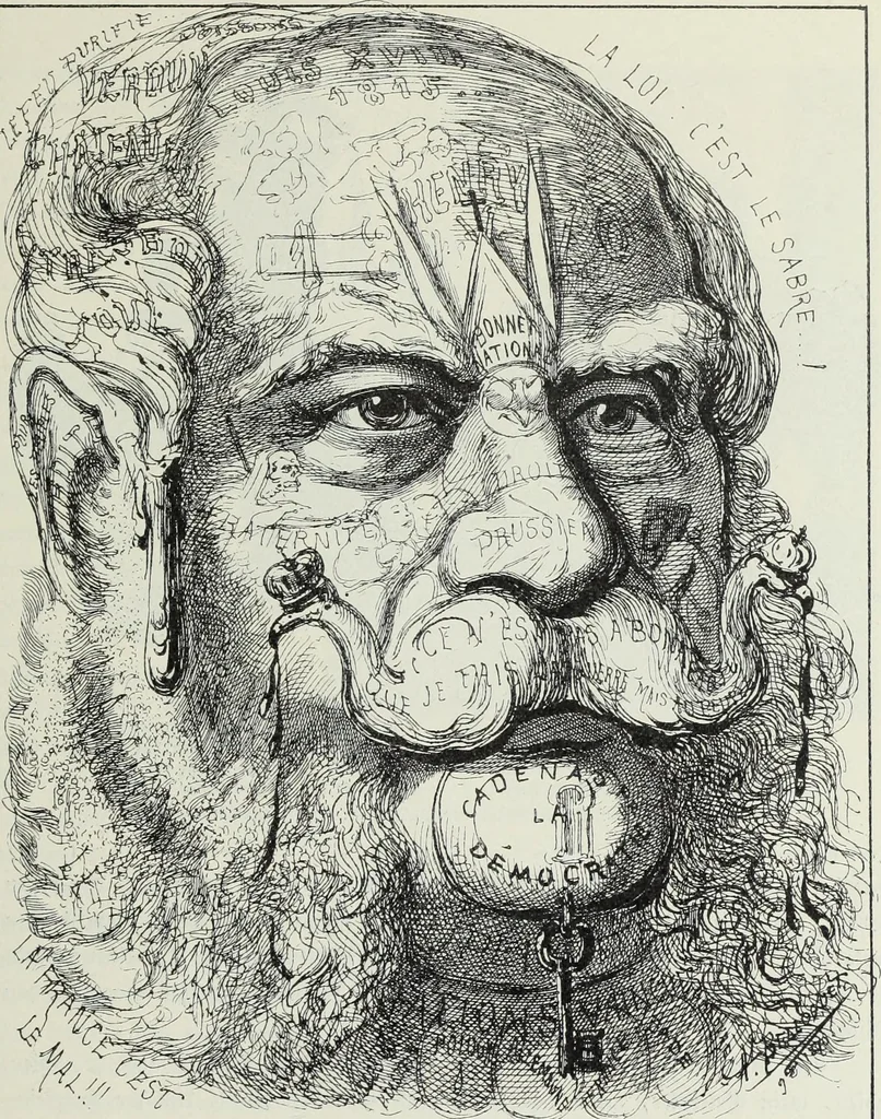 An illustration from Europas Fürsten im Sittenspiegel der Karikatur, mit 468 Textillustrationen und 72 farbigen Kunstblättern nach seltenen und amüsanten Karikaturen, aus allen Ländern und Zeitepochen, 1908, leaf 329