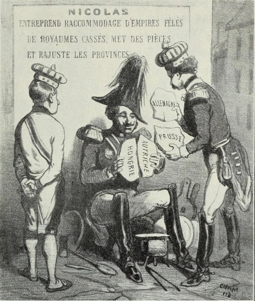 An illustration from Europas Fürsten im Sittenspiegel der Karikatur, mit 468 Textillustrationen und 72 farbigen Kunstblättern nach seltenen und amüsanten Karikaturen, aus allen Ländern und Zeitepochen, 1908, leaf 331