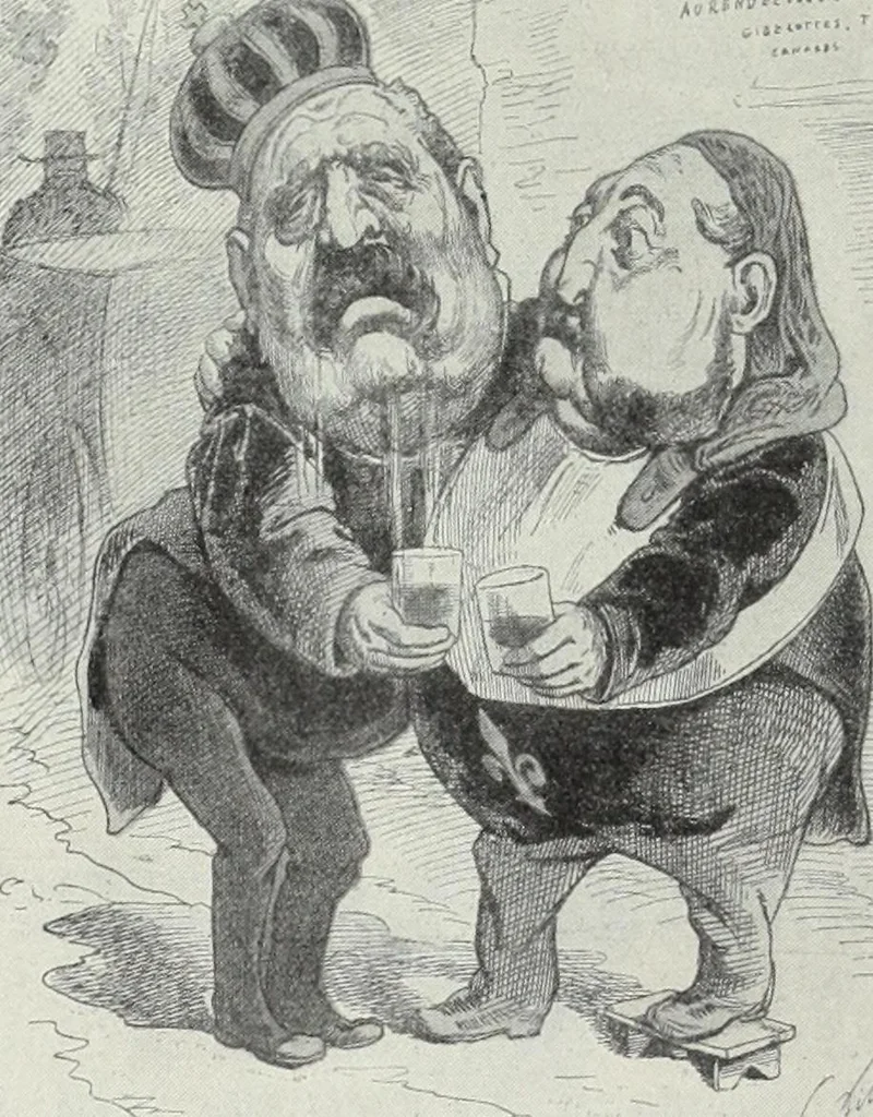 An illustration from Europas Fürsten im Sittenspiegel der Karikatur, mit 468 Textillustrationen und 72 farbigen Kunstblättern nach seltenen und amüsanten Karikaturen, aus allen Ländern und Zeitepochen, 1908, leaf 338