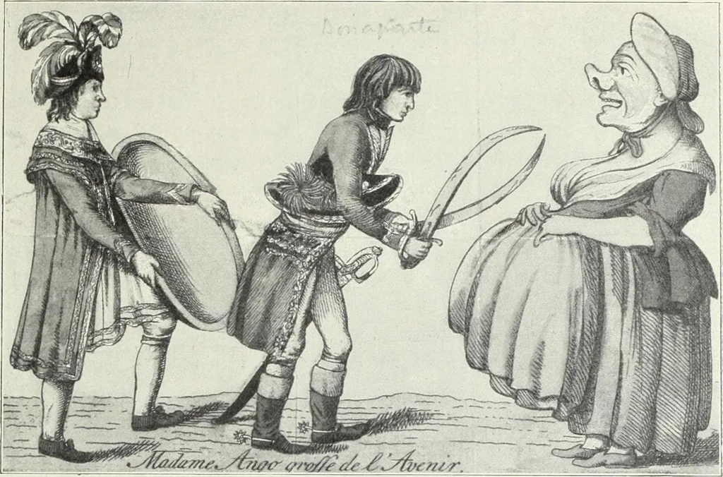 An illustration from Europas Fürsten im Sittenspiegel der Karikatur, mit 468 Textillustrationen und 72 farbigen Kunstblättern nach seltenen und amüsanten Karikaturen, aus allen Ländern und Zeitepochen, 1908, leaf 347