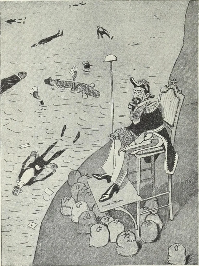 An illustration from Europas Fürsten im Sittenspiegel der Karikatur, mit 468 Textillustrationen und 72 farbigen Kunstblättern nach seltenen und amüsanten Karikaturen, aus allen Ländern und Zeitepochen, 1908, leaf 352