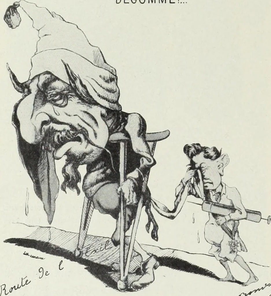 An illustration from Europas Fürsten im Sittenspiegel der Karikatur, mit 468 Textillustrationen und 72 farbigen Kunstblättern nach seltenen und amüsanten Karikaturen, aus allen Ländern und Zeitepochen, 1908, leaf 354