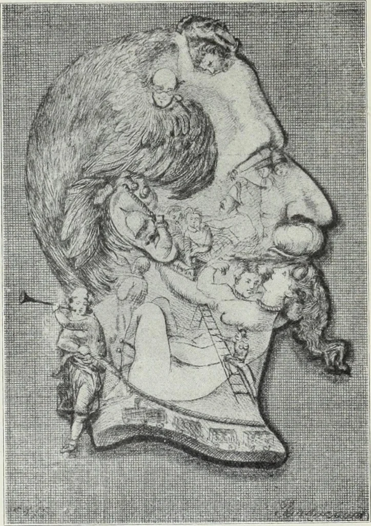 An illustration from Europas Fürsten im Sittenspiegel der Karikatur, mit 468 Textillustrationen und 72 farbigen Kunstblättern nach seltenen und amüsanten Karikaturen, aus allen Ländern und Zeitepochen, 1908, leaf 362