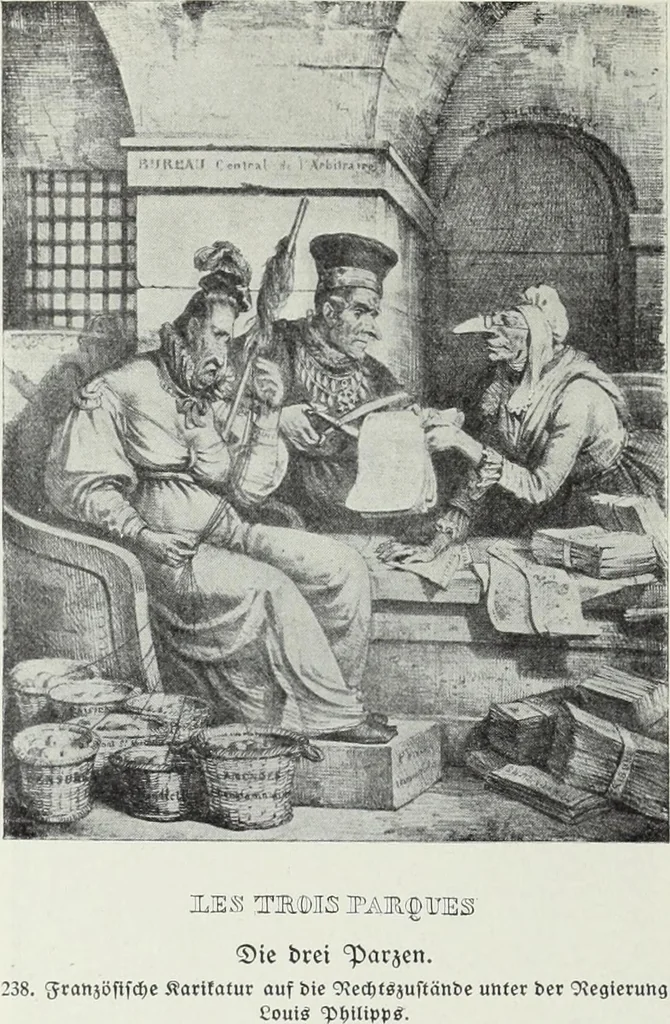 An illustration from Europas Fürsten im Sittenspiegel der Karikatur, mit 468 Textillustrationen und 72 farbigen Kunstblättern nach seltenen und amüsanten Karikaturen, aus allen Ländern und Zeitepochen, 1908, leaf 364
