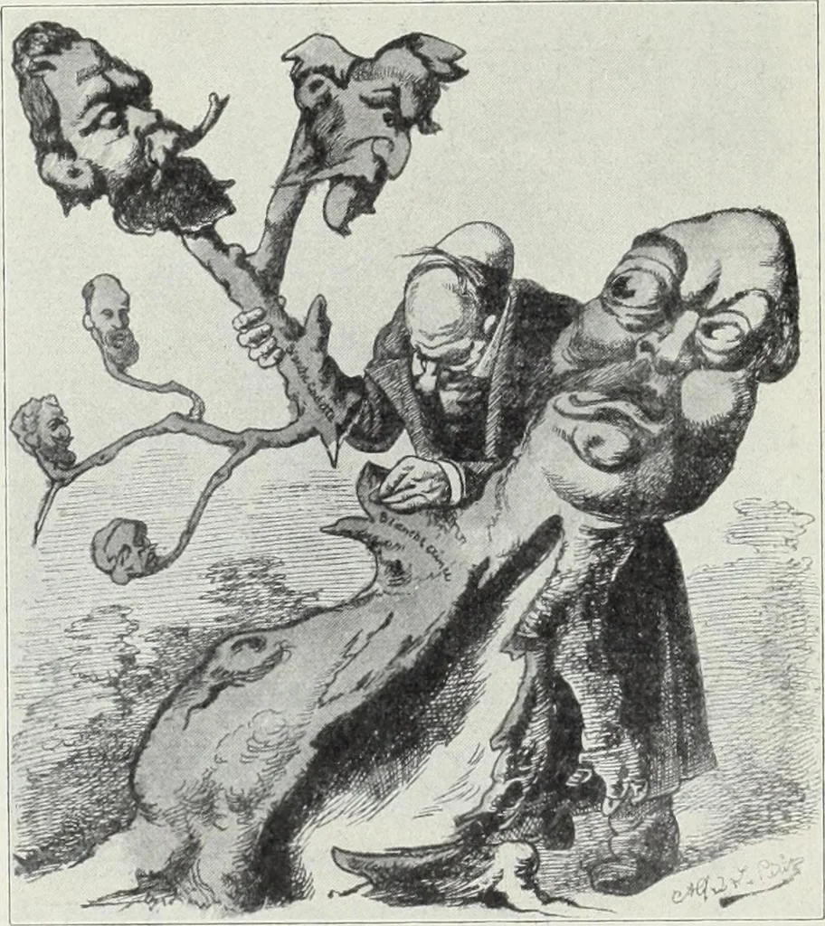 An illustration from Europas Fürsten im Sittenspiegel der Karikatur, mit 468 Textillustrationen und 72 farbigen Kunstblättern nach seltenen und amüsanten Karikaturen, aus allen Ländern und Zeitepochen, 1908, leaf 376