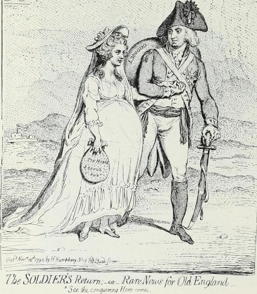 An illustration from Europas Fürsten im Sittenspiegel der Karikatur, mit 468 Textillustrationen und 72 farbigen Kunstblättern nach seltenen und amüsanten Karikaturen, aus allen Ländern und Zeitepochen, 1908, leaf 38
