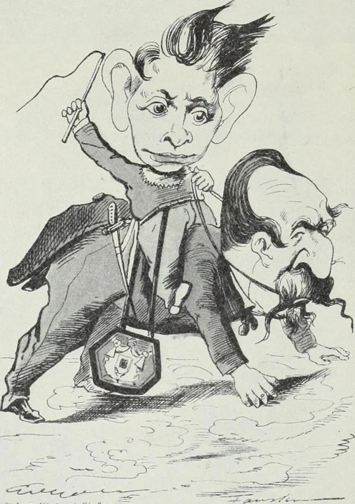 An illustration from Europas Fürsten im Sittenspiegel der Karikatur, mit 468 Textillustrationen und 72 farbigen Kunstblättern nach seltenen und amüsanten Karikaturen, aus allen Ländern und Zeitepochen, 1908, leaf 384
