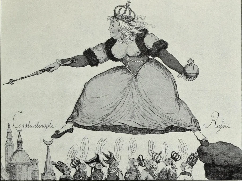 An illustration from Europas Fürsten im Sittenspiegel der Karikatur, mit 468 Textillustrationen und 72 farbigen Kunstblättern nach seltenen und amüsanten Karikaturen, aus allen Ländern und Zeitepochen, 1908, leaf 39