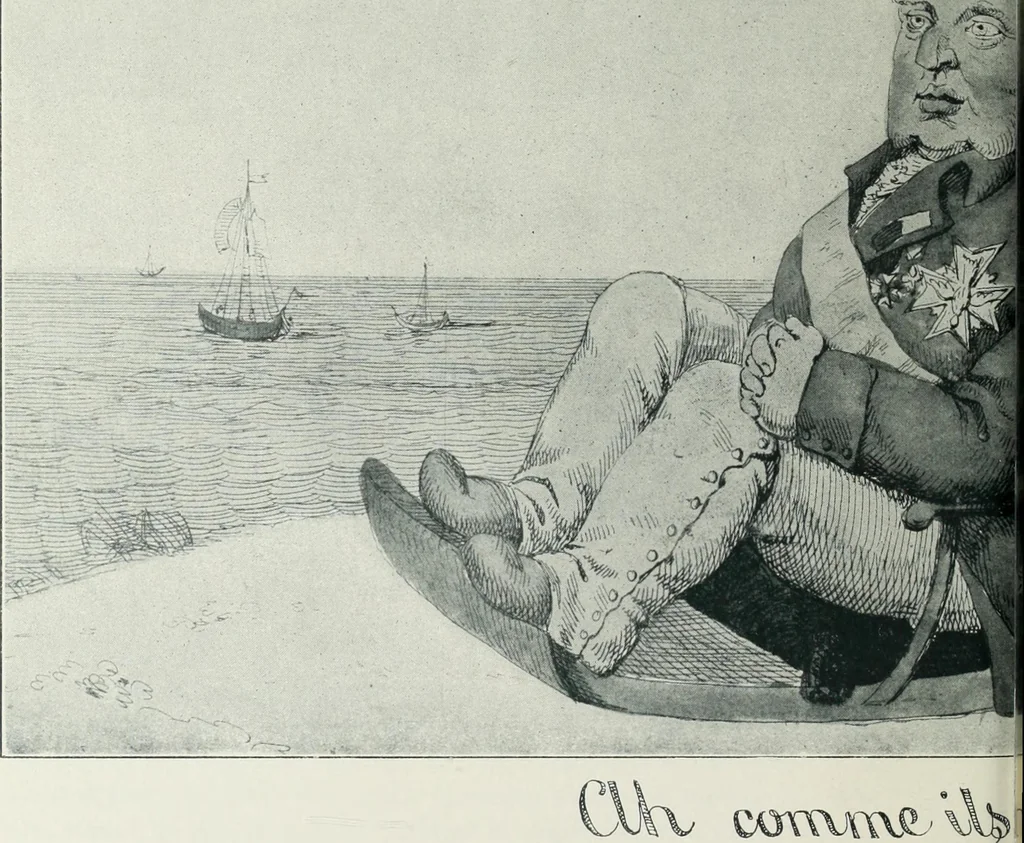 An illustration from Europas Fürsten im Sittenspiegel der Karikatur, mit 468 Textillustrationen und 72 farbigen Kunstblättern nach seltenen und amüsanten Karikaturen, aus allen Ländern und Zeitepochen, 1908, leaf 390