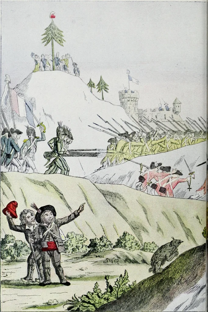 An illustration from Europas Fürsten im Sittenspiegel der Karikatur, mit 468 Textillustrationen und 72 farbigen Kunstblättern nach seltenen und amüsanten Karikaturen, aus allen Ländern und Zeitepochen, 1908, leaf 402