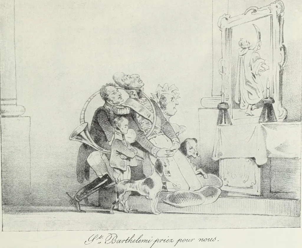 An illustration from Europas Fürsten im Sittenspiegel der Karikatur, mit 468 Textillustrationen und 72 farbigen Kunstblättern nach seltenen und amüsanten Karikaturen, aus allen Ländern und Zeitepochen, 1908, leaf 405