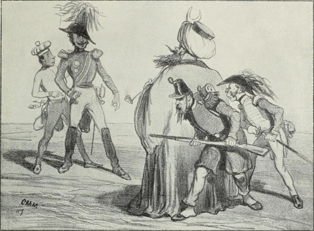 An illustration from Europas Fürsten im Sittenspiegel der Karikatur, mit 468 Textillustrationen und 72 farbigen Kunstblättern nach seltenen und amüsanten Karikaturen, aus allen Ländern und Zeitepochen, 1908, leaf 411