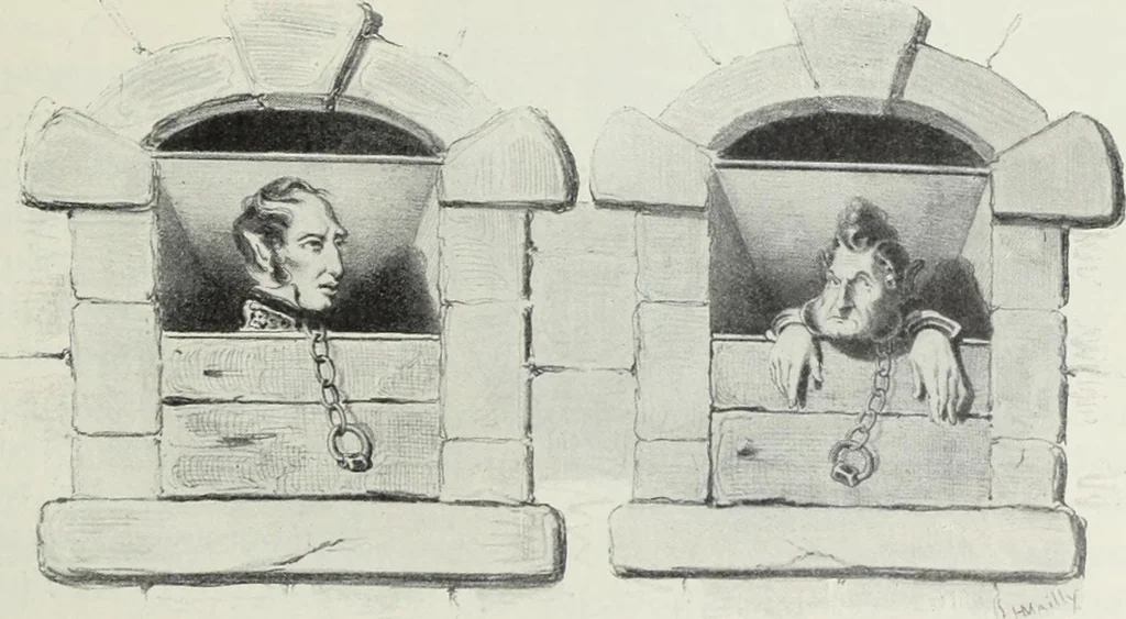 An illustration from Europas Fürsten im Sittenspiegel der Karikatur, mit 468 Textillustrationen und 72 farbigen Kunstblättern nach seltenen und amüsanten Karikaturen, aus allen Ländern und Zeitepochen, 1908, leaf 417