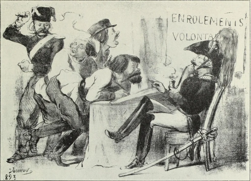 An illustration from Europas Fürsten im Sittenspiegel der Karikatur, mit 468 Textillustrationen und 72 farbigen Kunstblättern nach seltenen und amüsanten Karikaturen, aus allen Ländern und Zeitepochen, 1908, leaf 419