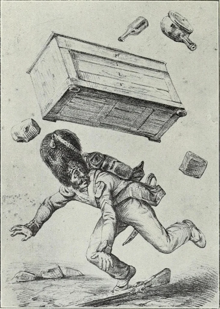 An illustration from Europas Fürsten im Sittenspiegel der Karikatur, mit 468 Textillustrationen und 72 farbigen Kunstblättern nach seltenen und amüsanten Karikaturen, aus allen Ländern und Zeitepochen, 1908, leaf 422