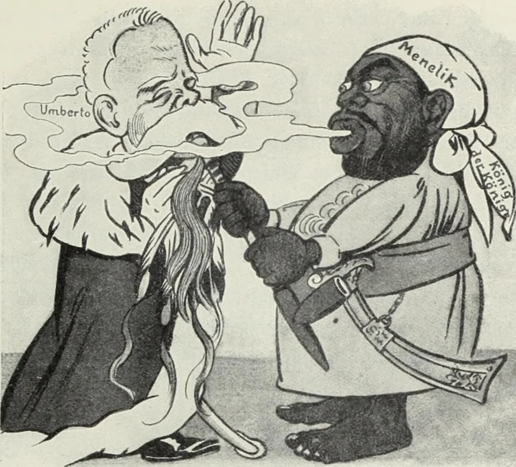 An illustration from Europas Fürsten im Sittenspiegel der Karikatur, mit 468 Textillustrationen und 72 farbigen Kunstblättern nach seltenen und amüsanten Karikaturen, aus allen Ländern und Zeitepochen, 1908, leaf 423
