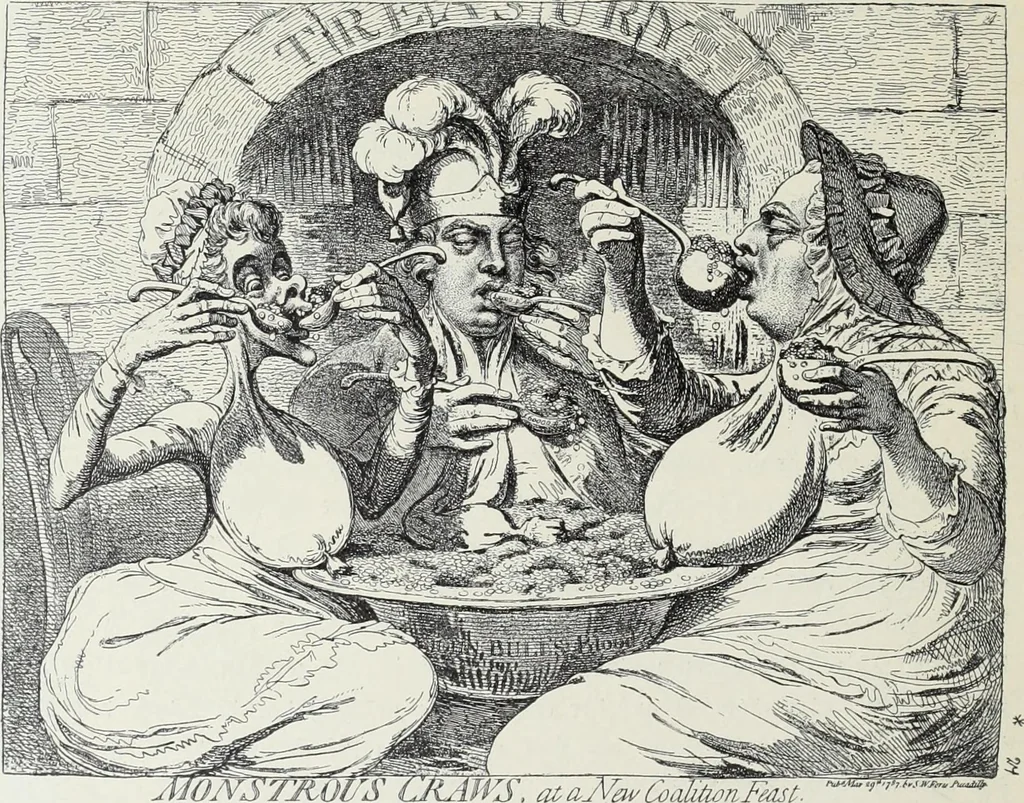 An illustration from Europas Fürsten im Sittenspiegel der Karikatur, mit 468 Textillustrationen und 72 farbigen Kunstblättern nach seltenen und amüsanten Karikaturen, aus allen Ländern und Zeitepochen, 1908, leaf 44