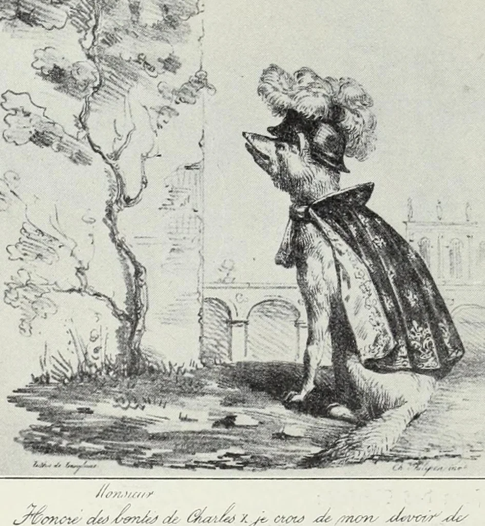 An illustration from Europas Fürsten im Sittenspiegel der Karikatur, mit 468 Textillustrationen und 72 farbigen Kunstblättern nach seltenen und amüsanten Karikaturen, aus allen Ländern und Zeitepochen, 1908, leaf 440