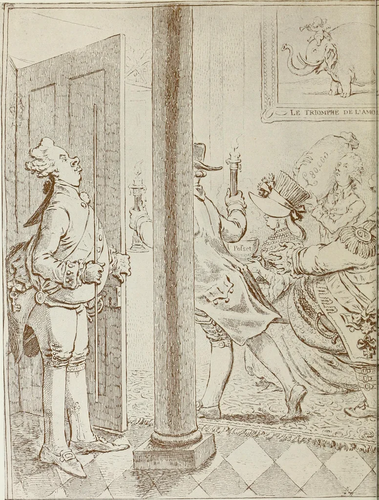 An illustration from Europas Fürsten im Sittenspiegel der Karikatur, mit 468 Textillustrationen und 72 farbigen Kunstblättern nach seltenen und amüsanten Karikaturen, aus allen Ländern und Zeitepochen, 1908, leaf 46