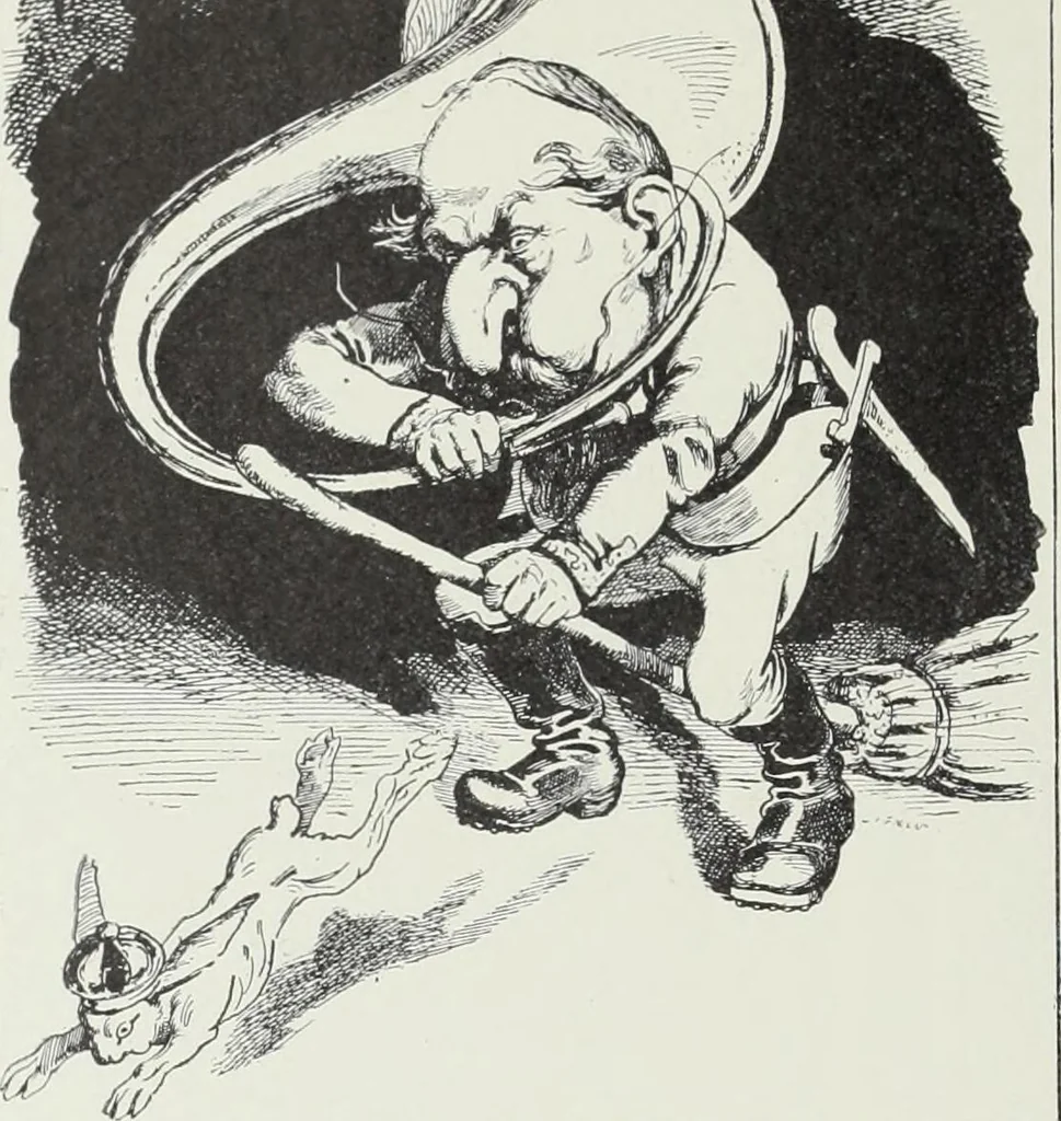 An illustration from Europas Fürsten im Sittenspiegel der Karikatur, mit 468 Textillustrationen und 72 farbigen Kunstblättern nach seltenen und amüsanten Karikaturen, aus allen Ländern und Zeitepochen, 1908, leaf 460