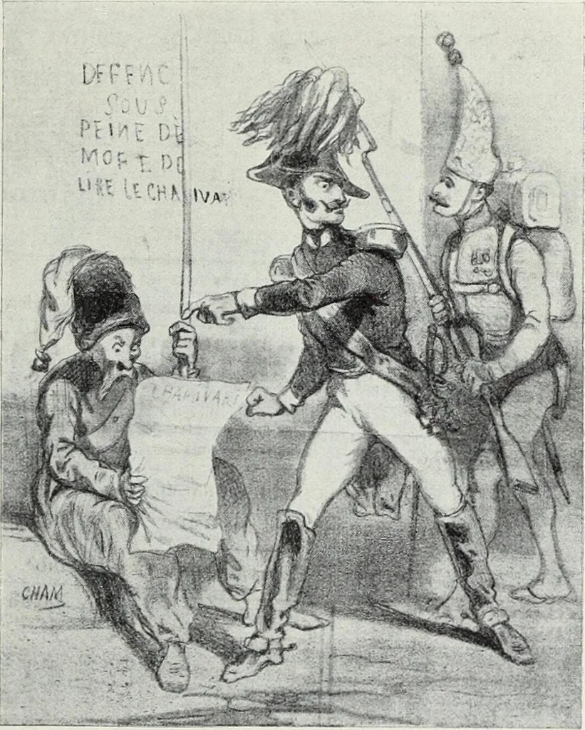 An illustration from Europas Fürsten im Sittenspiegel der Karikatur, mit 468 Textillustrationen und 72 farbigen Kunstblättern nach seltenen und amüsanten Karikaturen, aus allen Ländern und Zeitepochen, 1908, leaf 465